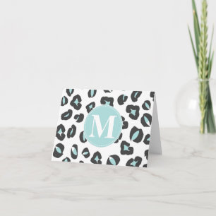 Det pastellfärgade moderna MonogramCheetahtrycket Anteckningskort