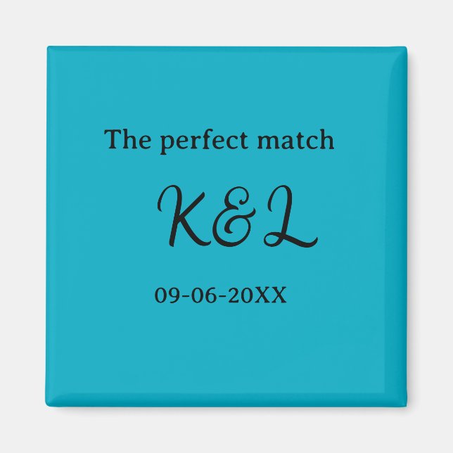 Det perfekta matchande parets namn bokstavsdatum b magnet (Framsidan)