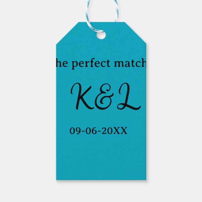 det perfekta matchande parets namn bokstavsdatum b presentetikett (Framsidan)