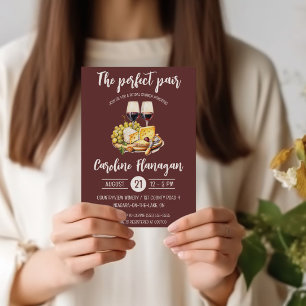 Det perfekta paret! Vin och ost Bröllopsdusch Inbjudningar