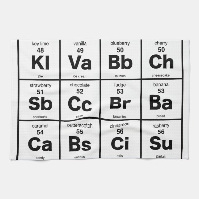 Det periodiska bord av efterrätter kökshandduk (Horisontell)