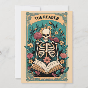 Det platta Helgdag för läsarskaleton-Tarot Card Julkort