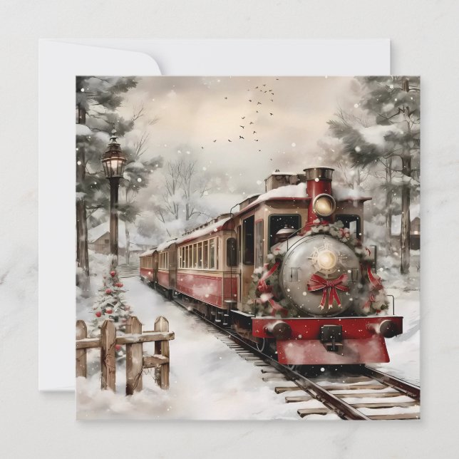 Det platta julkortet i Tåg Julkort (Framsida)