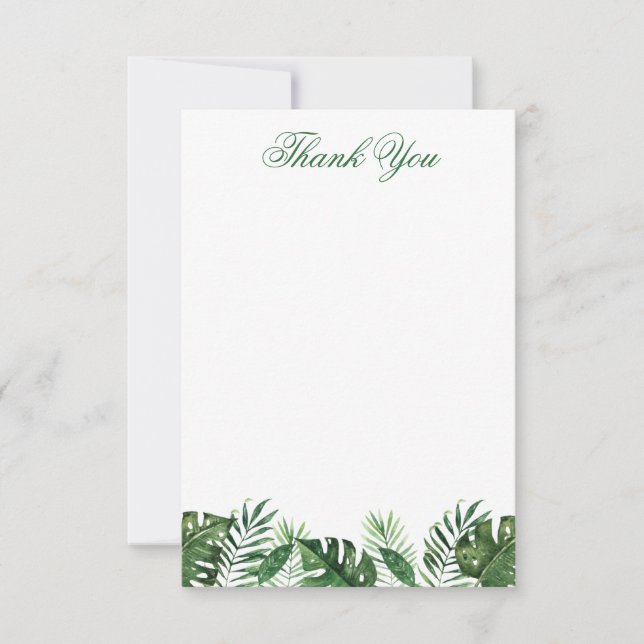 Det platta tackkortet för Tropical Handflatan Löv Tack Kort (Framsida)