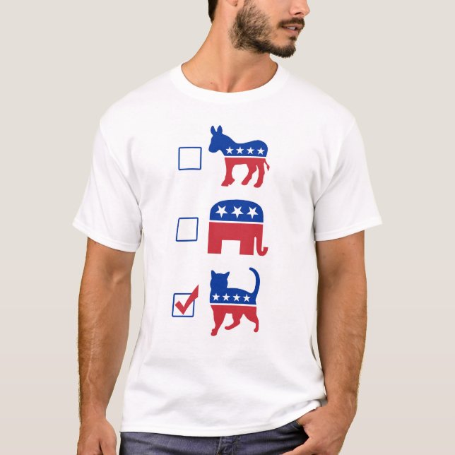 Det politiska husdjuret röstar katten tee shirt (Framsida)