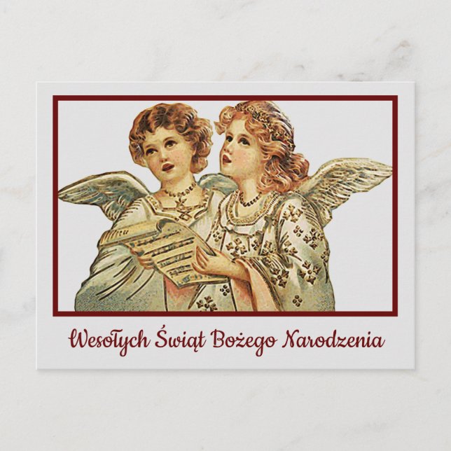 Det polska kortet Wesołych Świąt Retro God jul Vykort (Framsida)
