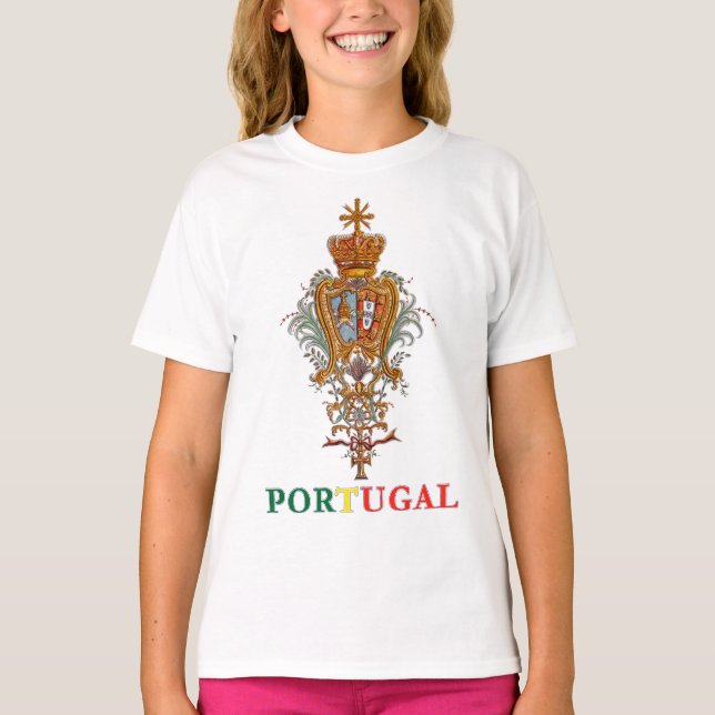 Det portugisiska patriot-Royalet Jackar Arm T Shirt (Framsida)