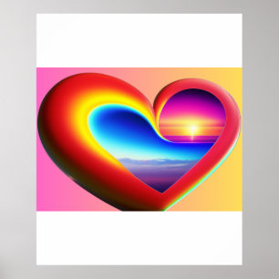 Det pulserande färg-hjärtat, den moderna hjärtekon poster
