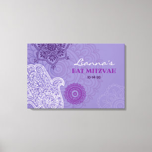 Det purpurfärgade Hemsa bat mitzvah minnet Canvastryck
