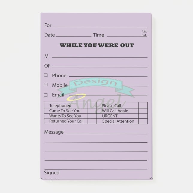 Det purpurfärgade meddelandet för post-it block (Framsida)