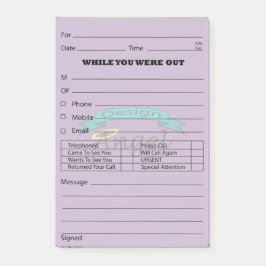 Det purpurfärgade meddelandet för post-it block