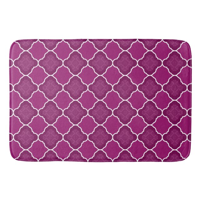 Det purpurfärgade Quatrefoil geometriska mönster Badrumsmatta (Framsidan)