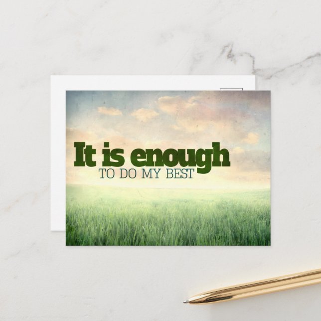 "Det räcker att göra mitt bästa" Motiverande affir Vykort (Fram/Back In Situ)