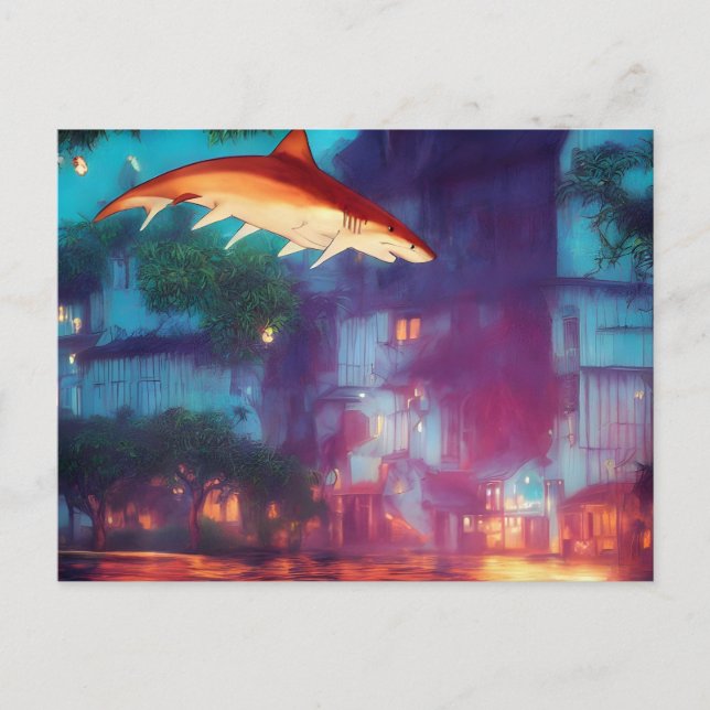 Det regnade hajar vykort (Framsida)