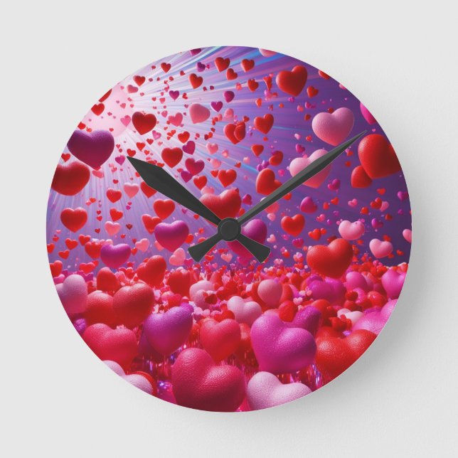 Det regnar hjärtan Wall Clock Rund Klocka (Framsida)