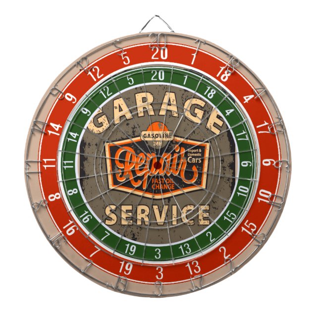 Det Retro garage reparerar designpilen stiger Darttavla (Framsidan)