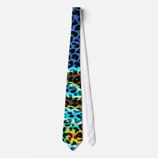 Det Retro Leopardtrycket flår (blått och Aqua) Slips
