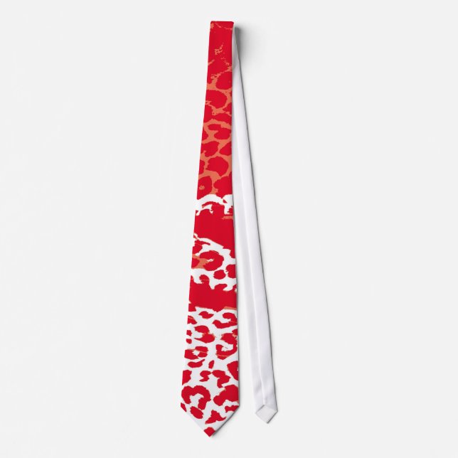 Det Retro Leopardtrycket flår (rött och vit) Slips (Framsida)