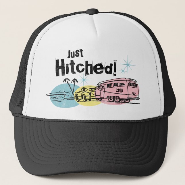 Det Retro släpet Hitched precis hatten Keps (Framsida)
