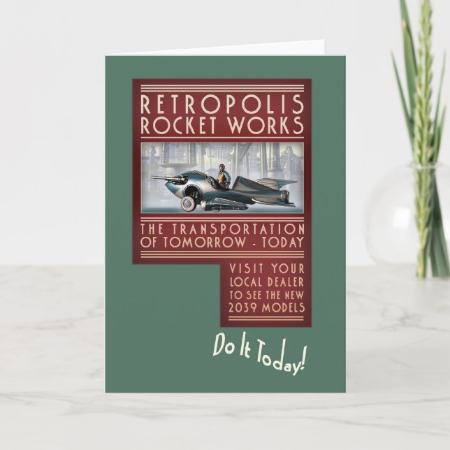 Det Retropolis raket fungerar hälsningkortet Kort (Framsida)