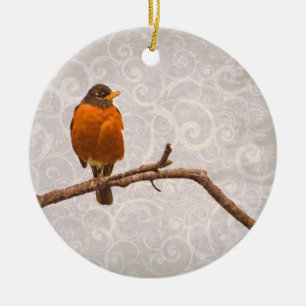 Det Robin fotoet med damast virvlar runt design Julgransprydnad Keramik