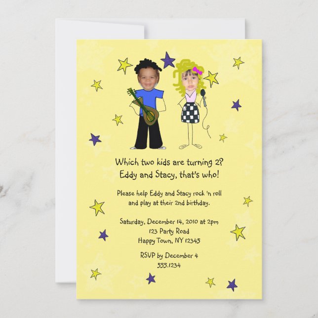 Det Rockstar födelsedagsfestfotoet lägger på Inbjudningar (Framsida)