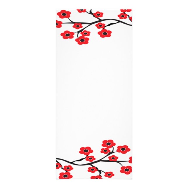 Det röda körsbäret blomstrar kuggekortet reklamkort (Framsidan)