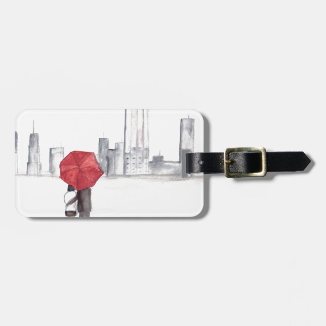 Det röda paraplyet New York coola trendig vackert Bagagebricka (Horisontell Framsida)