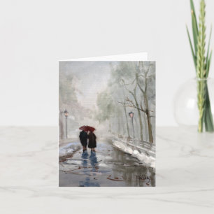 Det röda paraplyet noterar kortet kort