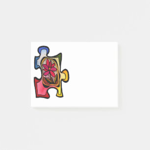 Det röda pusselbiet noterar post-it block