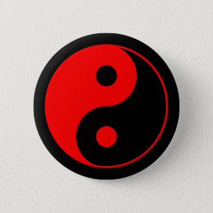 Det röda Yin Yang symbolet knäppas Knapp