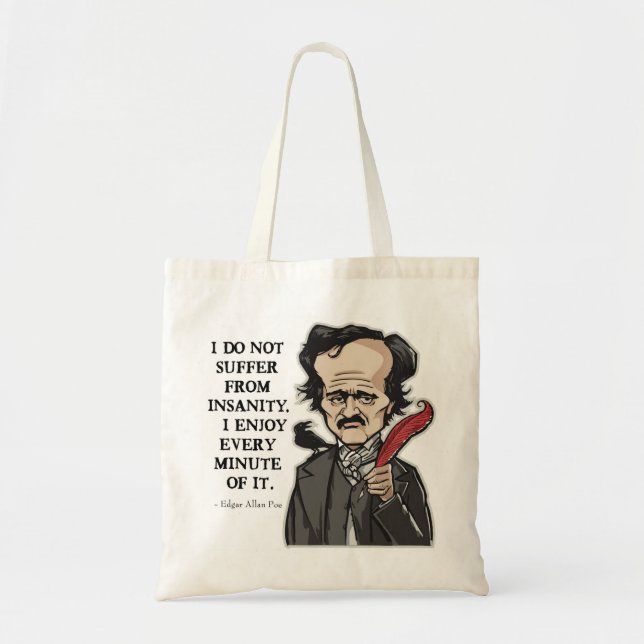 Det roliga Edgar Allan Poe citationstecknet hänger Tygkasse (Framsidan)