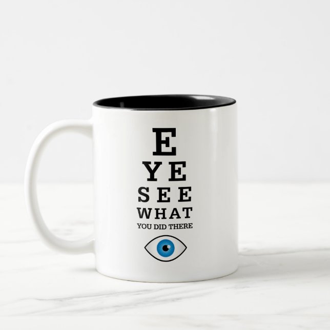 Det roliga Optometryvitsögat ser Två-Tonad Mugg (Vänster)