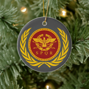 Det romerska imperiet SPQR Eagle Emblem och Wandem Julgransprydnad Keramik