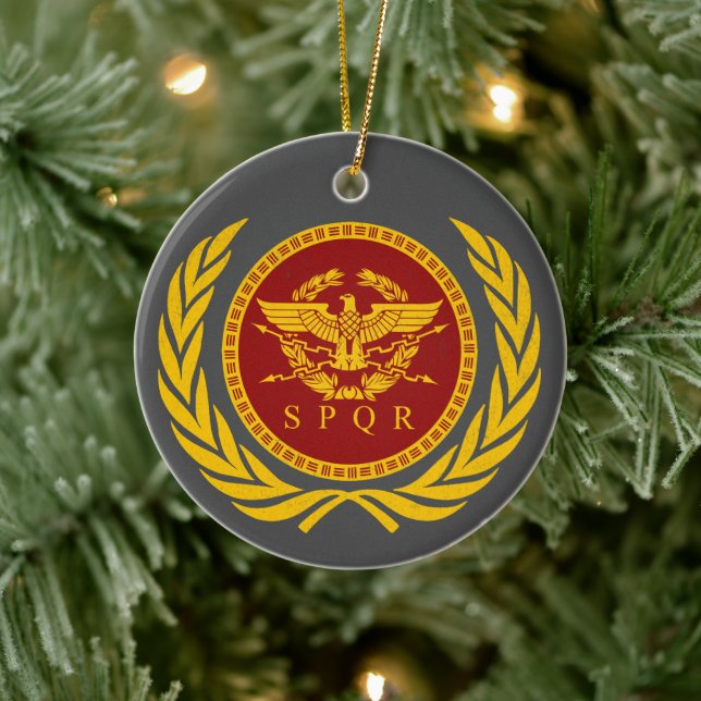 Det romerska imperiet SPQR Eagle Emblem och Wandem Julgransprydnad Keramik (Träd)