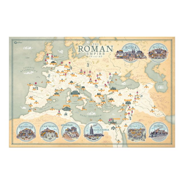 Det romerska riket karta 117 AD Fototryck (Framsidan)