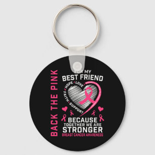 Det rosa bästa vän Bröstcancer medvetenhet t-shirt Nyckelring