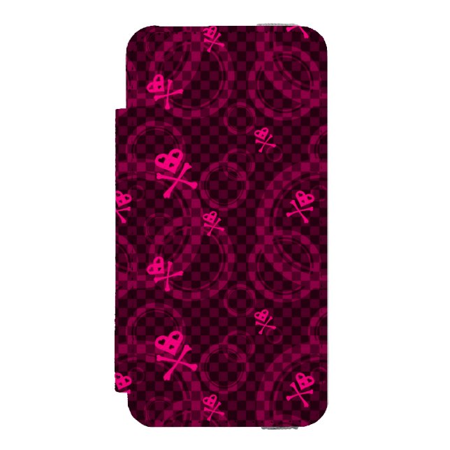 Det rosa Emo mönster med cirklar Incipio iPhone Wallet Skal (Folio Framsidan)