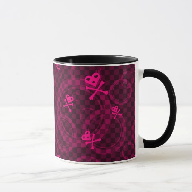 Det rosa Emo mönster med cirklar Mugg (Höger)
