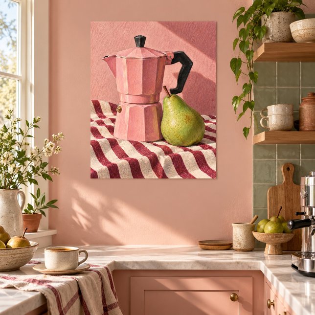 Det rosa espressokrukans konsttryck poster (Unframed paper art print. All texture effects are printed. Room styling props are not included.)