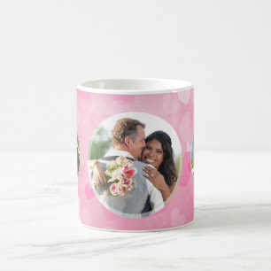 Det rosa hjärtapar tillfogar din egna fotomugg f kaffemugg