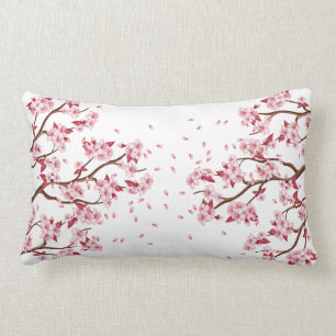 Det rosa japanska körsbäret blomstrar grenar lumbarkudde