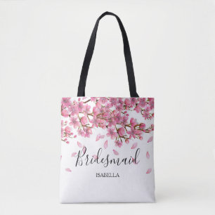 Det rosa körsbäret blomstrar brudtärnan tygkasse