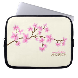 Det rosa körsbäret blomstrar träd laptop sleeve