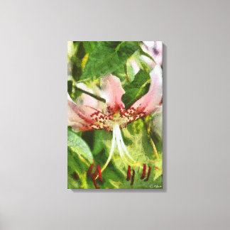 Det rosa lilja slågna in kanfaskonstverk canvastryck