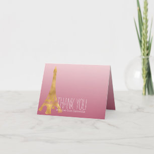 Det rosa Ombre guld- Glam Eiffel torn tackar dig Tack Kort