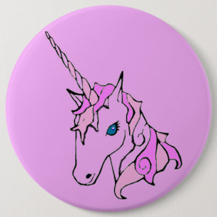 Det rosa Unicornhuvudet knäppas Knapp