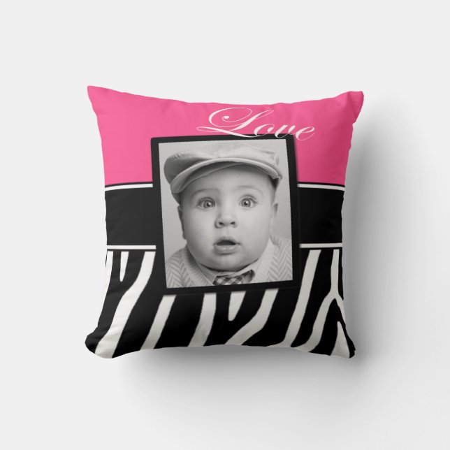Det rosa zebra tryckfotoet kudder kudde (Framsida)