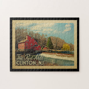 Det rött mal nya Clinton - jerseyvintage resor Pussel