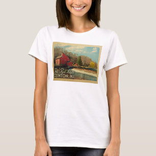 Det rött mal nya Clinton - jerseyvintage resor T Shirt